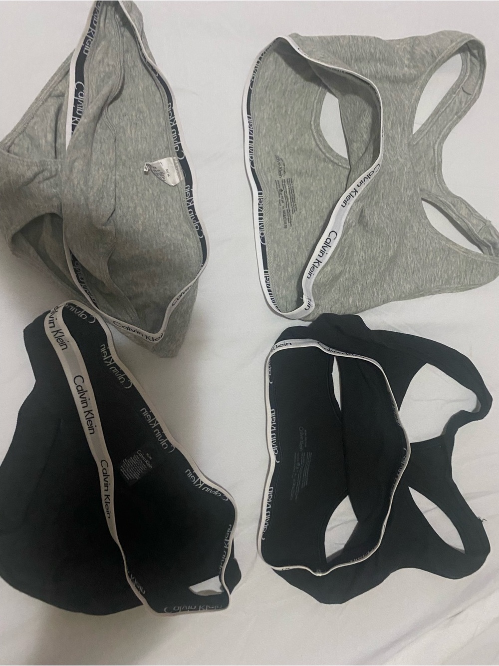 Calvin Klein 2-Pack Stretch Racerback Undershirts and Panties — Gray & Black